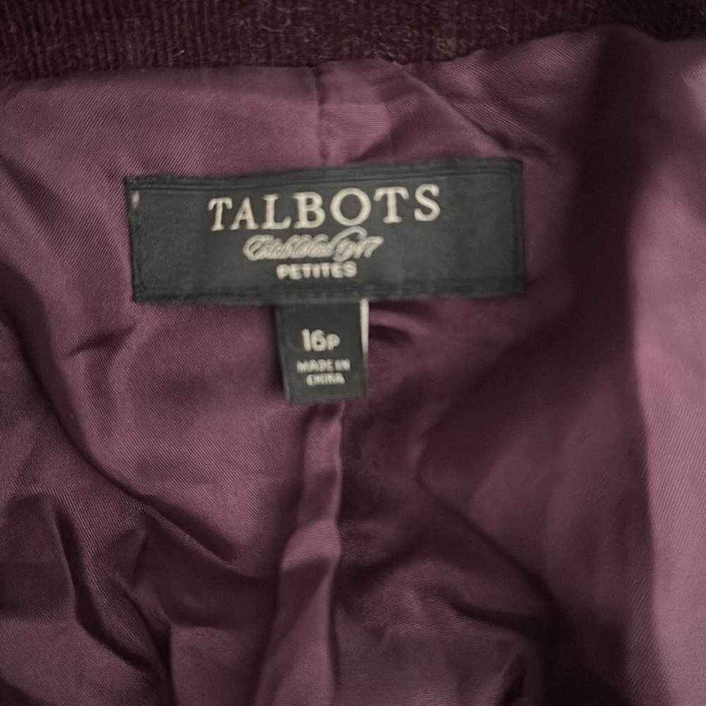 Plum peplum, Corduroy jacket by Talbots size 16 Petite - Picture 3 of 3